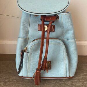 Dooney & Bourke Leather Back Pack , handbag, like new! Fun sky blue color!